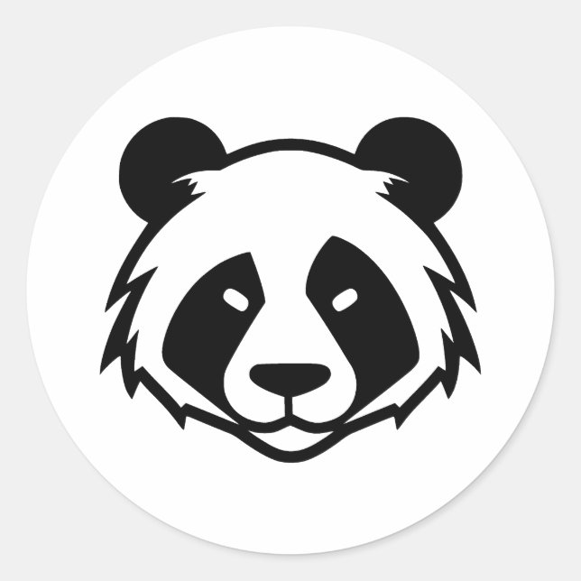 BW Minimalist Panda Design Classic Round Sticker (Front)