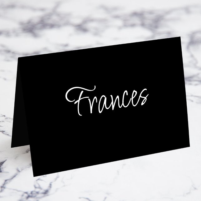 BW Modern Script Individual First Name Place Cards (BW Modern Script Individual First Name Fold Your Own Place Cards)
