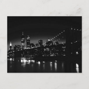 BW New York City at Night - New York City Skyline Postcard