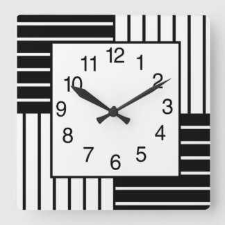BW Squares Striped Square Wall Clock