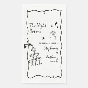 BW Whimsical Frame and Champagne The Night Before  Napkin