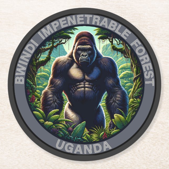 Bwindi Impenetrable Forest Uganda Round Paper Coaster (Front)