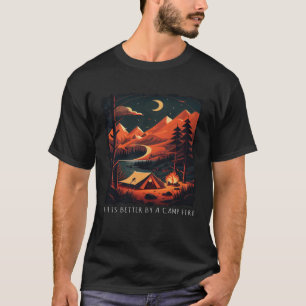 By A Camp Fire  retro camping T-Shirt