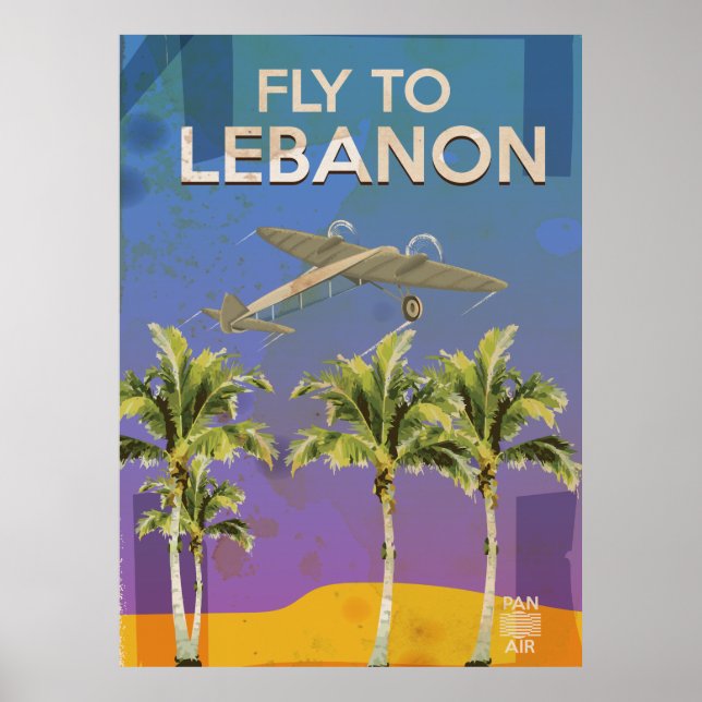 By Air To Lebanon Vintage Travel poster (Front)