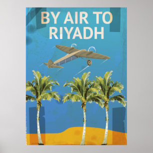 By Air To Riyadh Vintage Travel poster