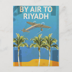 By Air To Riyadh Vintage Travel poster Postcard
