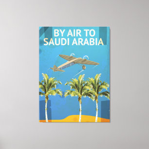 By Air To Saudi Arabia Vintage Travel poster Canvas Print