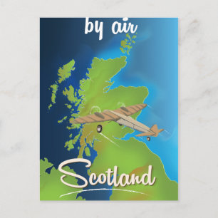 By Air To Scotland travel poster Postcard