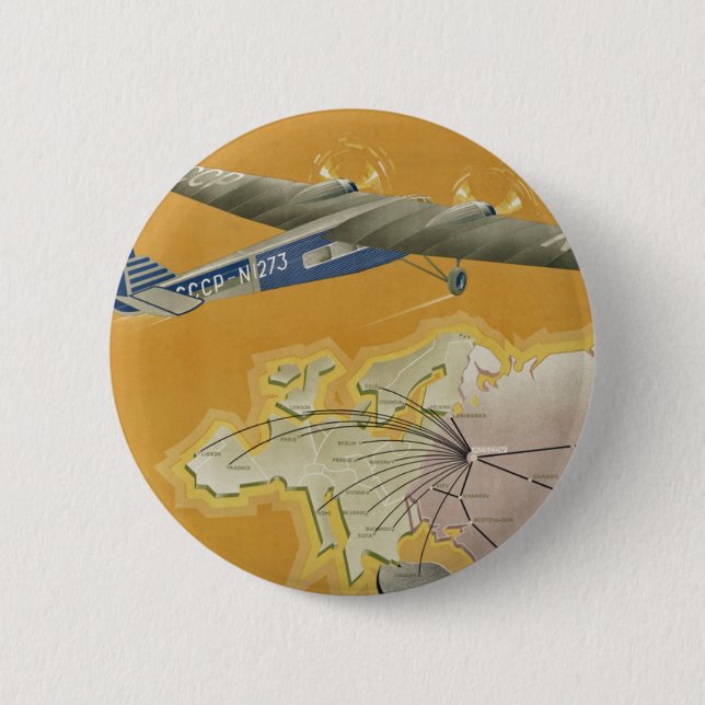 By Air to USSR 6 Cm Round Badge (Front)