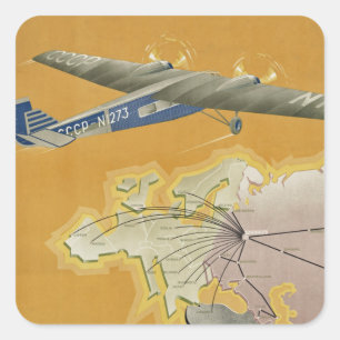 By Air to USSR Square Sticker