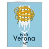 By Air Verona Italy retro travel poster.