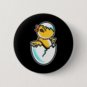 By Chick Cracked Egg Spring Chicken 6 Cm Round Badge
