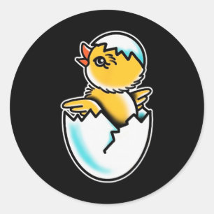 By Chick Cracked Egg Spring Chicken Classic Round Sticker