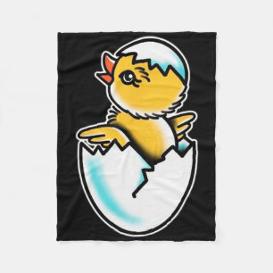 By Chick Cracked Egg Spring Chicken Fleece Blanket