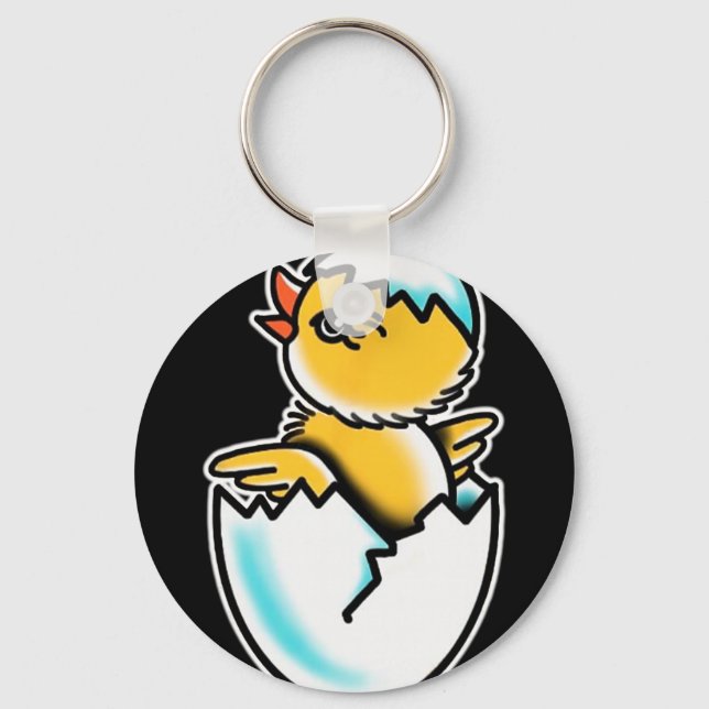 By Chick Cracked Egg Spring Chicken  Key Ring (Front)