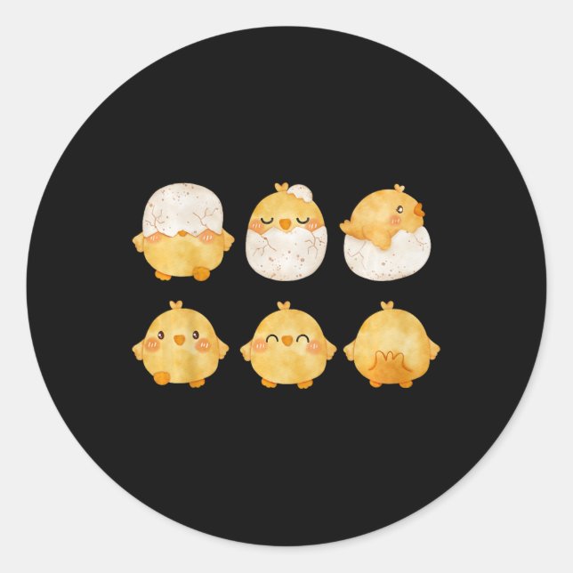 By Chicks Hatching From Eggs Cute Little Chickens  Classic Round Sticker (Front)