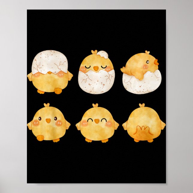 By Chicks Hatching From Eggs Cute Little Chickens  Poster (Front)