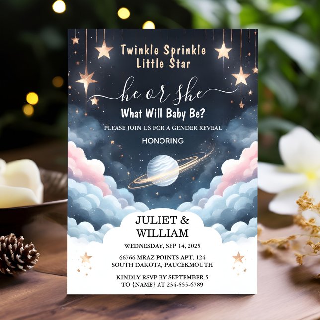 By Cloud Twinkle Twinkle Little Star Gender Reveal Invitation (Creator Uploaded)