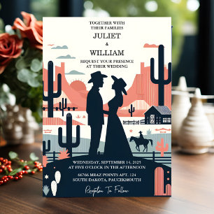 By Desert Rodeo Retro Horse Rustic Western Wedding Invitation