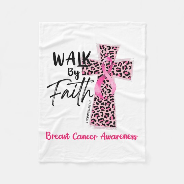By Faith Breast Cancer Awareness Christian Jesus W Fleece Blanket (Front)