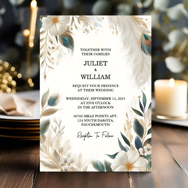 By Feather Rustic Asian Sky Cloud Peacock Wedding Invitation (Creator Uploaded)