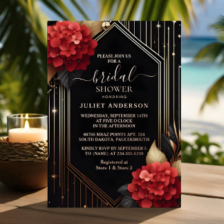 By Garden Diamond Red Black And Gold Bridal Shower