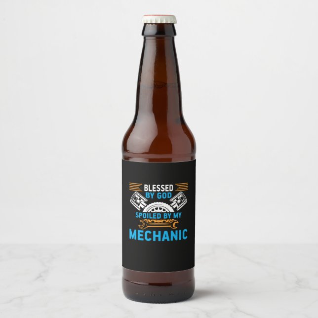 By God By Mechanic Beer Bottle Label (Front)