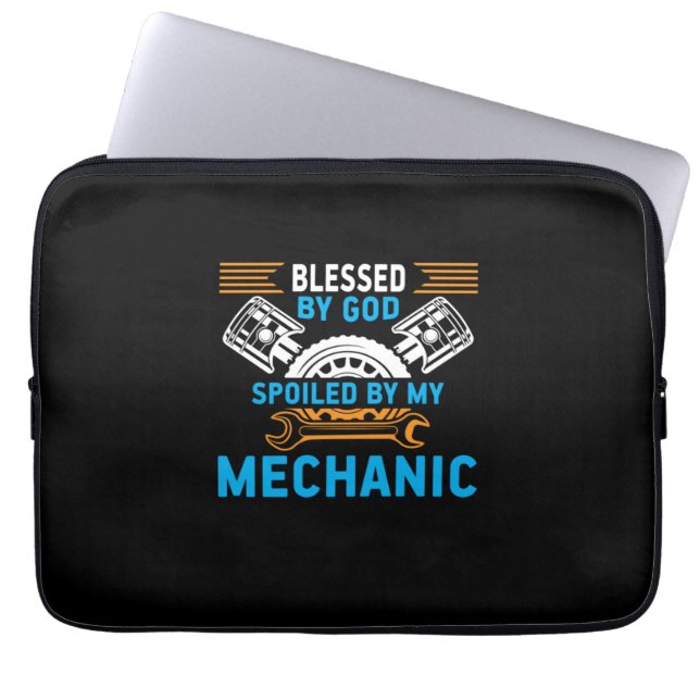 By God By Mechanic Laptop Sleeve (Front)