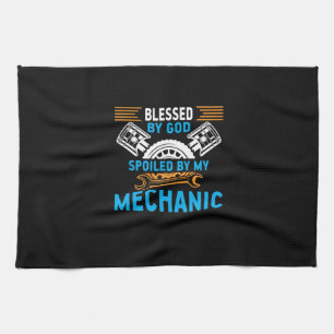 By God By Mechanic Tea Towel