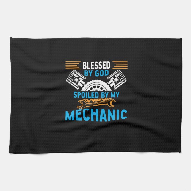 By God By Mechanic Tea Towel (Horizontal)