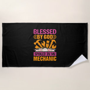 By God By My Mechanic Beach Towel