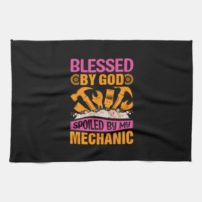 By God By My Mechanic Tea Towel (Horizontal)