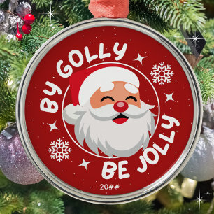 By Golly Be Jolly Cute Red Santa Metal Tree Decoration