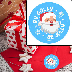 By Golly Be Jolly Cute Santa Christmas Sticker