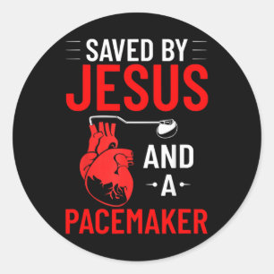 By Jesus And A Pacemaker Heart Disease Awareness F Classic Round Sticker