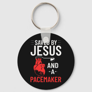 By Jesus And A Pacemaker Heart Disease Awareness  Key Ring