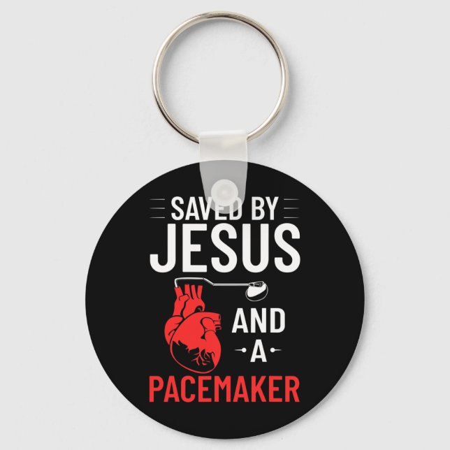 By Jesus And A Pacemaker Heart Disease Awareness  Key Ring (Front)
