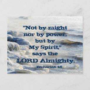 By My Spirit, Scripture Ocean Waves Postcard