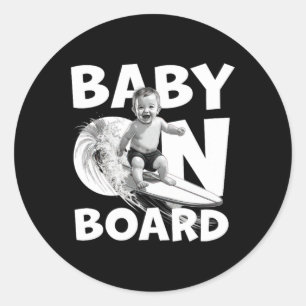 By On Board By Surf On Surfboard Funny Surfer Classic Round Sticker