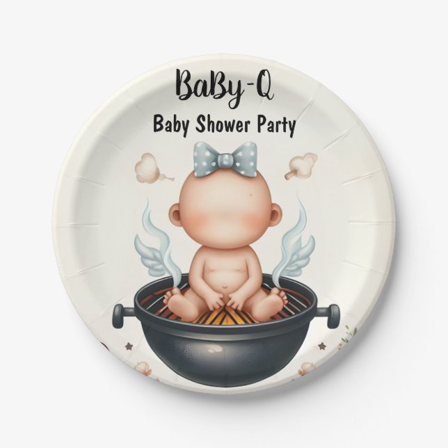 By Plaid Babyq Fun Food Steak Beef Bbq Baby Shower Paper Plate (Front)
