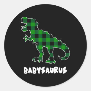 By Saurus T-rex Dinosaurs Plaid St Patricks Day Classic Round Sticker