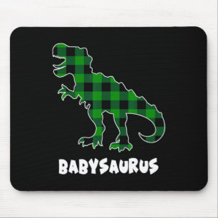 By Saurus T-rex Dinosaurs Plaid St Patricks Day  Mouse Pad