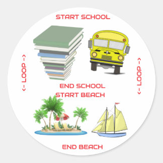 By school to beach classic round sticker