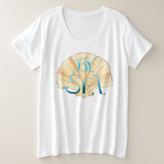 By Sea and Clam Shell Plus Size t-shirt (Design Front)