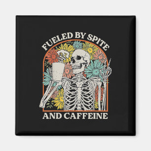 By Spite And Caffeine Skeleton Halloween Coffee Magnet