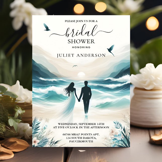 By Summer Ocean Sea Beach Blue Water Bridal Shower Invitation (Creator Uploaded)