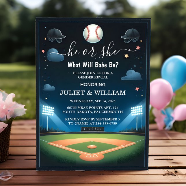 By Team Ball Game Pitch Fun Baseball Gender Reveal Invitation (Creator Uploaded)