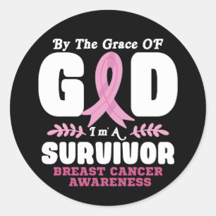 By The Grace God Im A Survivor Breast Cancer Classic Round Sticker