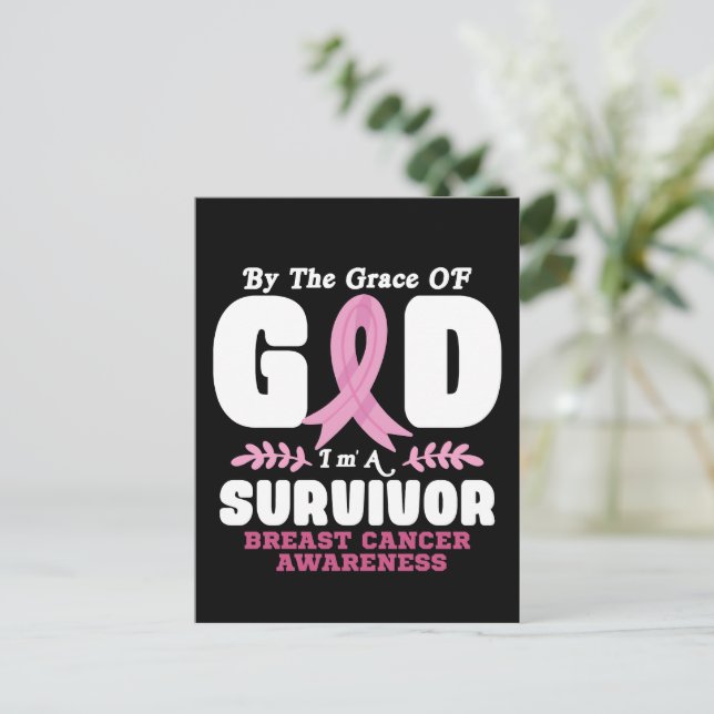 By The Grace God Im A Survivor Breast Cancer Postcard (Standing Front)