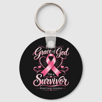 By The Grace Of God A Survivor Breast Cancer Key Ring